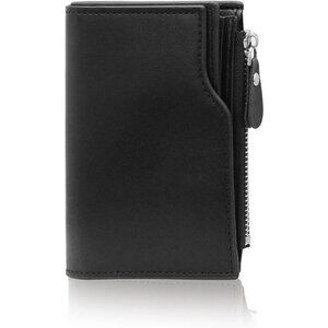 Men's Fashionable Black Zipper Coin Pocket Minimalist Wallet Card Designed